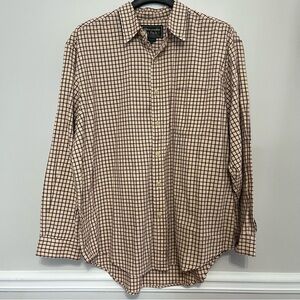 🍂 Abercrombie & Fitch Classic Fit Gingham Oxford Shirt Burgundy Large Heritage